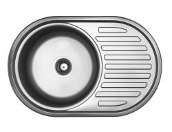 Ausmann Basic évier rond avec égouttoir en acier inoxydable 77x50 cm avec siphon 1208955523
