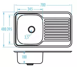 Aquadesign Siena évier avec égouttoir acier inoxydable