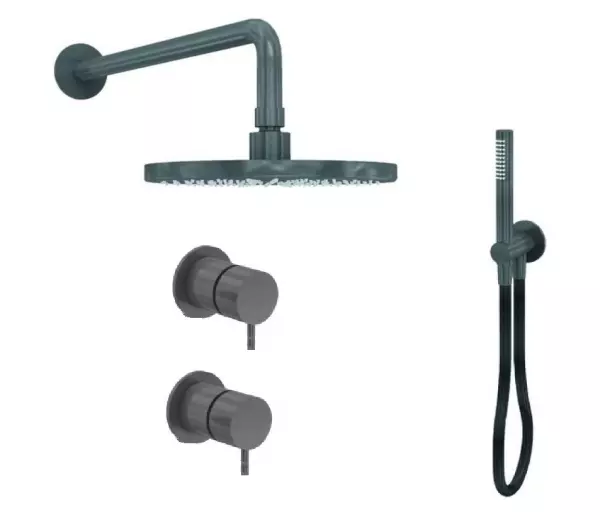 Waterevolution Flow Set de douche encastrable avec mitigeur thermostatique effet de pluie et douchette Gun Metal