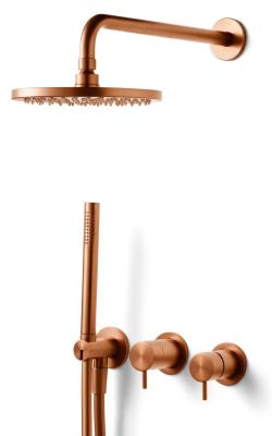 Waterevolution Flow Set de douche encastrable avec mitigeur thermostatique effet de pluie et douchette Cuivre brossé PVD