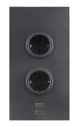 Indux Colonne d'alimentation avec 2 prises de terre et 2 chargeurs USB Gun metal 1208955890