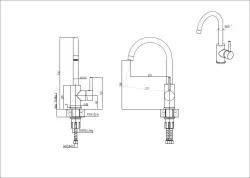 Quadri York mitigeur de cuisine PVD cuivre brossé avec bec pivotant 1208955906