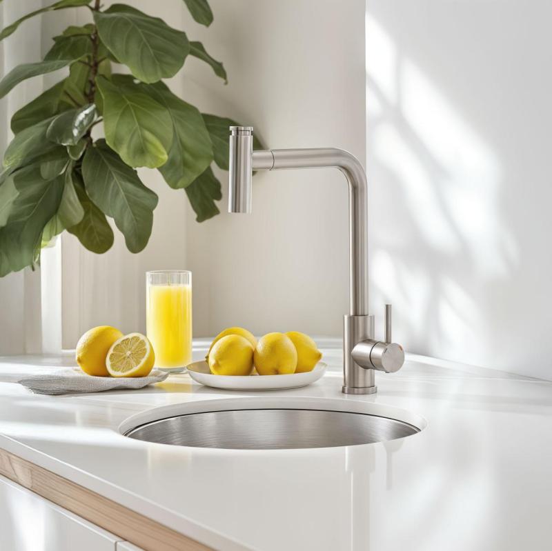 Quadri Cardiff mitigeur de cuisine avec douchette extractible avec 2 types de jets inox 1208955914