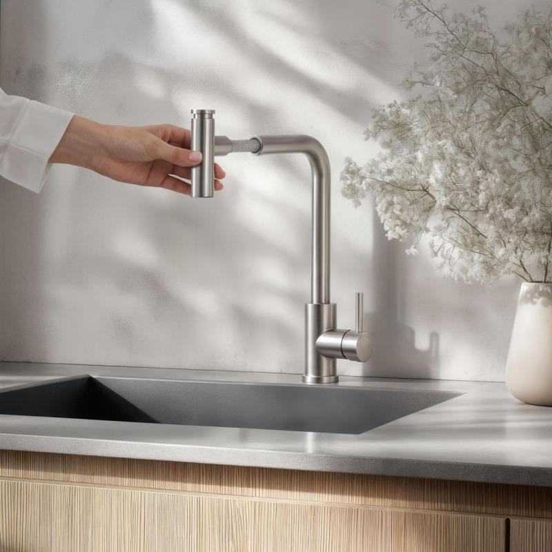 Quadri Cardiff mitigeur de cuisine avec douchette extractible avec 2 types de jets inox 1208955914