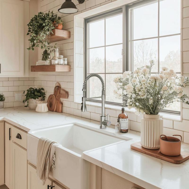 Robinet de cuisine Quadri Derby avec bec flexible et douche à 2 types de jets chrome 1208955915