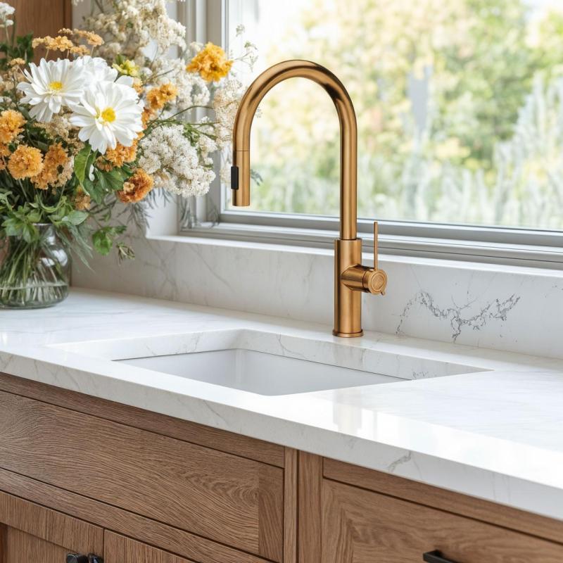 Quadri Retford mélangeur de cuisine en cuivre avec bec amovible et réglage de pulvérisation 1208956086