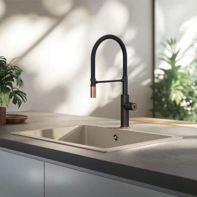 Quadri Retford Robinet de Cuisine Noir avec Finition Cuivre et Bec Flexible Noir 1208956091
