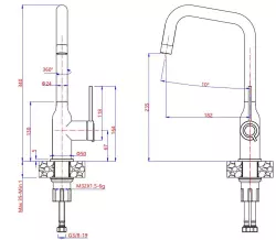 Quadri Stamford mélangeur de cuisine en acier inoxydable avec bec coudé orientable 1208956097