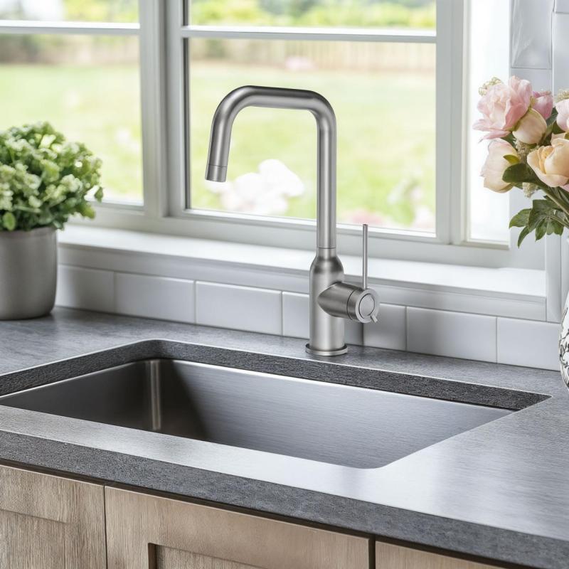 Quadri Stamford mélangeur de cuisine en inox avec bec coudé orientable 1208956097