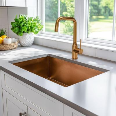Quadri Stamford mélangeur de cuisine pvd cuivre avec bec coudé orientable 1208956099