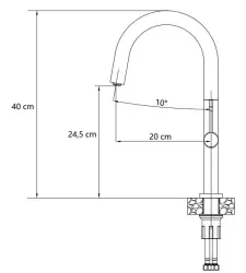 Quadri Brighton mitigeur de cuisine noir mat avec bec pivotant 1208956107