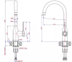 Quadri Stamford mélangeur de cuisine en acier inoxydable avec bec rond rotatif 1208956109