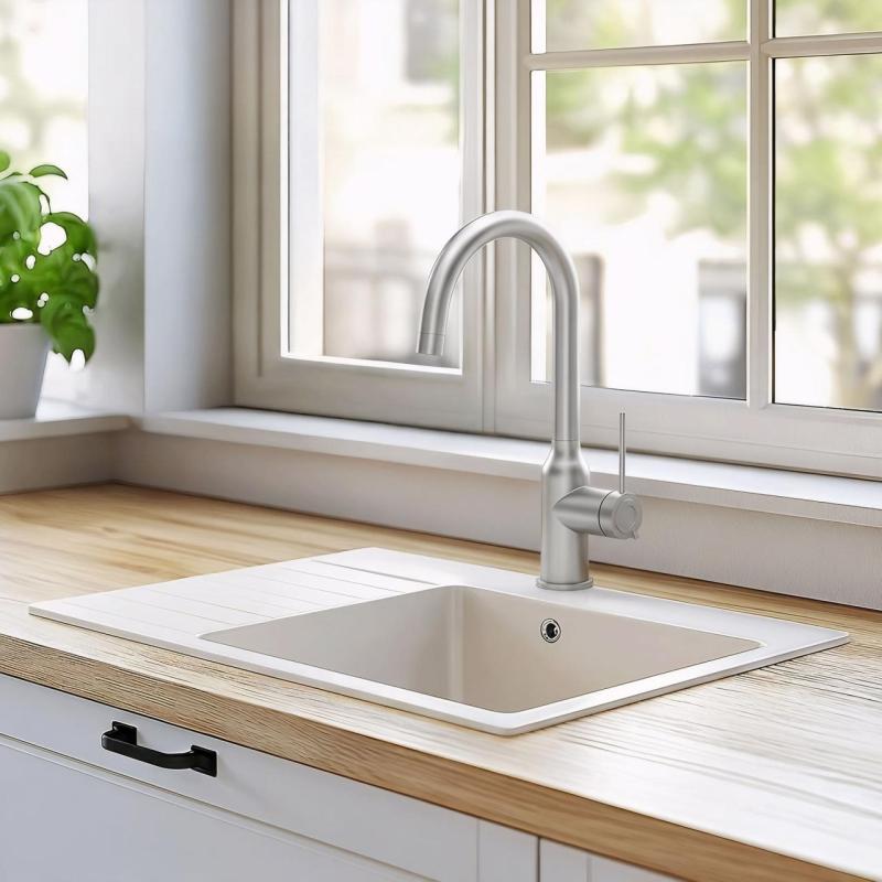 Quadri Stamford mélangeur de cuisine en inox avec bec rond rotatif 1208956109