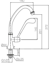 PB Clinic robinet pour handicapés eau froide avec long levier modèle haut Chromé 1208956277