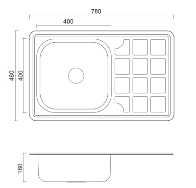 Aquadesign Évier de Base en Inox avec égouttoir réversible 78x48cm à poser 1208956286