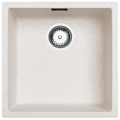 Évier crème sable 40x40cm sous plan avec bouchon en inox 1208956394