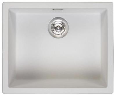 Evier blanc 50x40cm sous plan, à fleur de plan ou en surface avec bouchon inox 1208956397