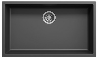 Grand évier noir 70x40cm sous plan, à fleur de plan ou en surface avec Bouchon en inox 1208956400