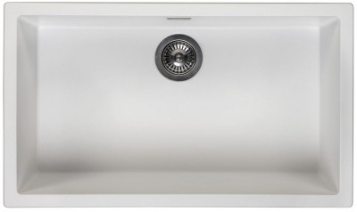 Grand évier blanc 70x40cm sous plan, à fleur de plan ou en surface avec bouchon en inox 1208956402