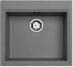 Evier à montage en surface gris béton 58x53cm avec espace pour trou de robinetterie avec bouchon en acier inoxydable 1208956771