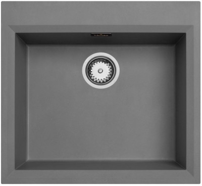 Evier à montage en surface gris béton 58x53cm avec espace pour trou de robinetterie avec bouchon en inox 1208956771