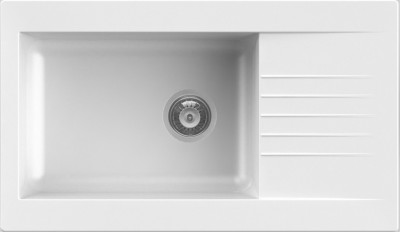 Ausmann Fibre grand évier en plastique blanc réversible avec égouttoir en surface 86x50 cm 1208956782