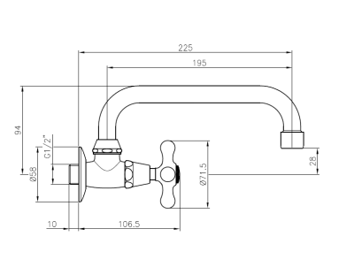 PB Classic Robinet mural de lavabo avec manette croisillon eau froide et bec pivotant Chromé 1208956894