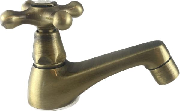 PB Classic Robinet de lavabo avec manette croisillon eau froide modèle bas Bronze 1208956901