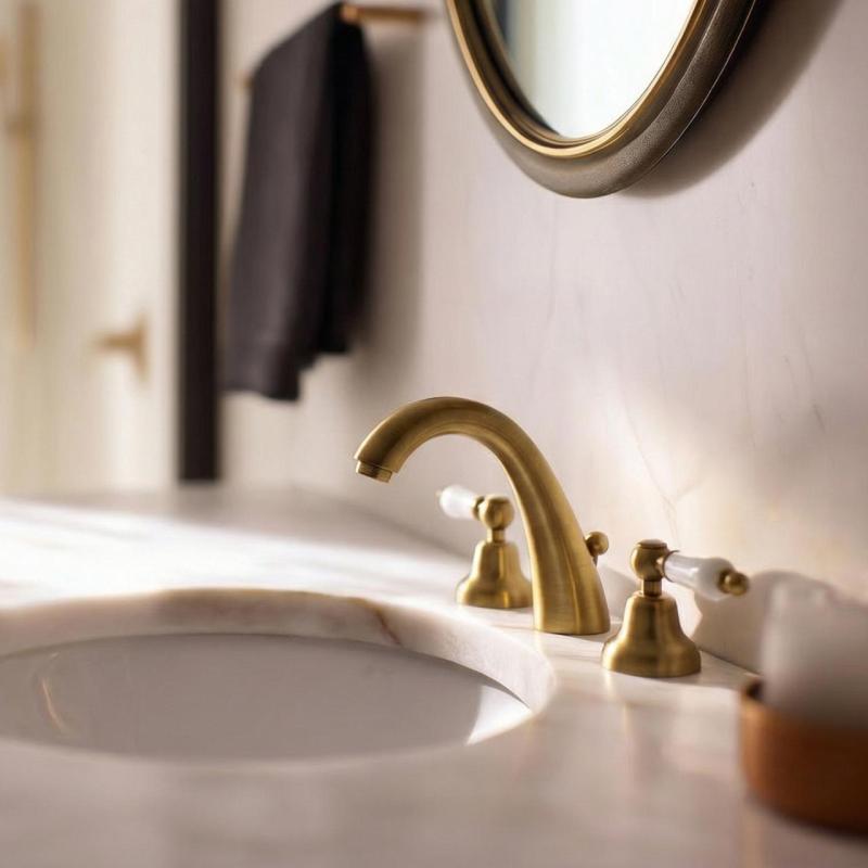 PB classic tap 3-trous robinet de lavabo haut Leviers blancs couleur bronze 1208956910