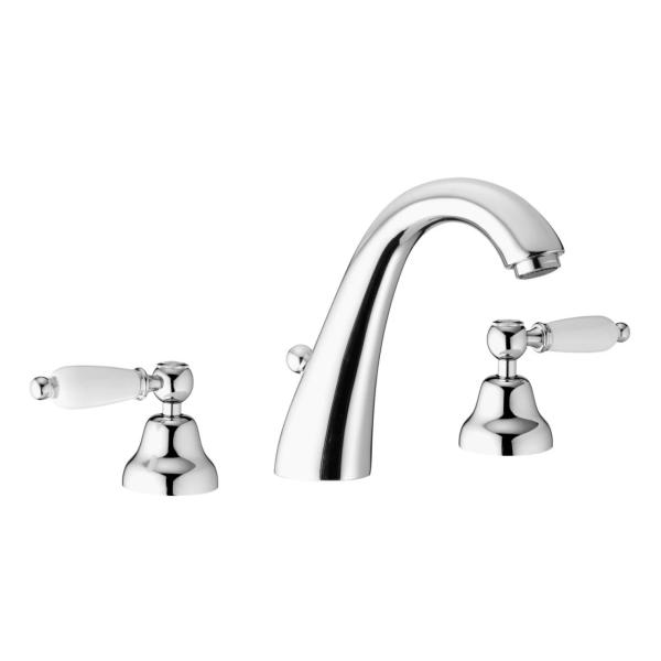 PB classic tap 3-trous robinet de lavabo haut Leviers blancs Chromé 1208956911