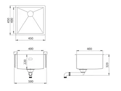 Ausmann Turt évier doré PVD NANO Gold 40x40 sous plan, à fleur de plan ou en surface 1208956938