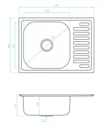 Ausmann Basic inox évier à montage en surface avec égouttoir réversible 64x48 cm avec siphon 1208956968