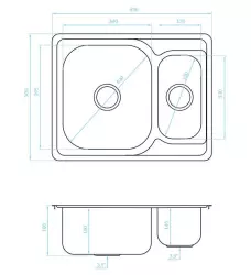 Ausmann Basic inox 1.5 évier à montage en surface	 réversible 63x50 cm avec siphon 12089569