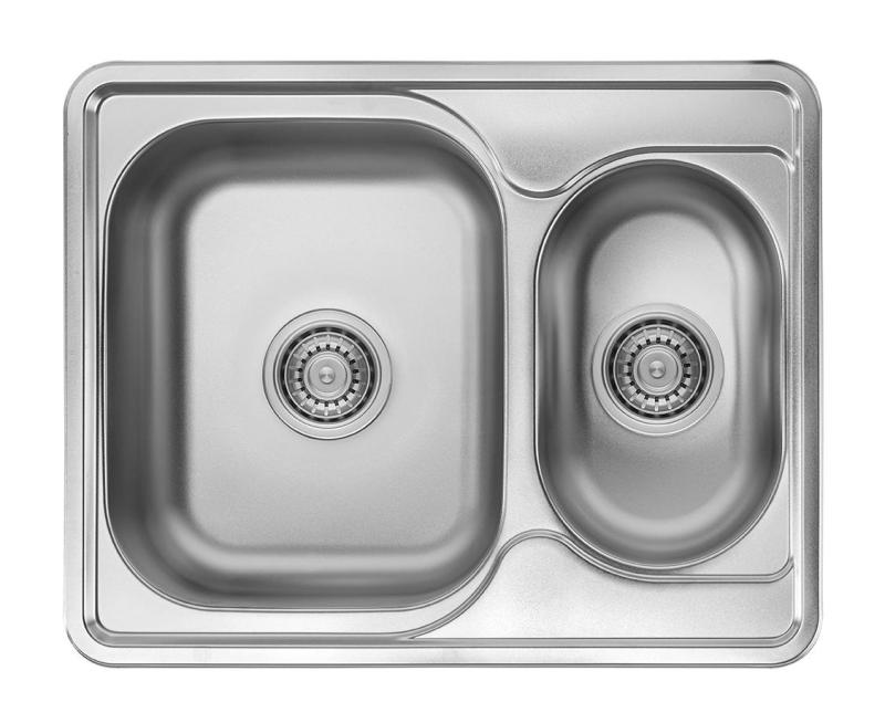 Ausmann Basic inox 1.5 évier à montage en surface	 réversible 63x50 cm avec siphon 12089569