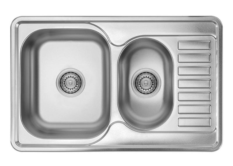 Ausmann Basic inox 1.5 évier à à montage en surface avec égouttoir réversible 78x50 cm avec siphon