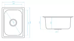 Ausmann Basic petit évier à montage en surface en acier inoxydable 35x48 cm avec siphon 1208956971