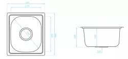 Ausmann Basic petit évier à montage en surface en acier inoxydable 33x38 cm avec siphon 120895697