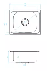 Ausmann Basic évier 50x40 cm en acier inoxydable à montage en surface avec siphon 1208956975