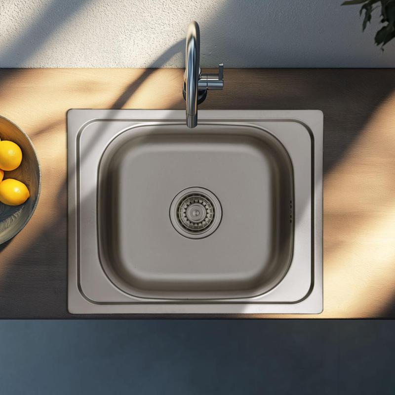 Ausmann Basic évier 50x40 cm en inox à montage en surface avec siphon 1208956975