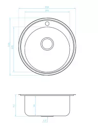 Ausmann Basic inox évier rond à montage en surface avec trou de robinet 51 cm siphon inclus 1208956976