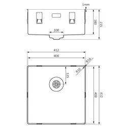 Lorreine Slim 40SL1016 Évier 40x40cm à fleur de plan de travail en acier inoxydable