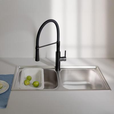 Ausmann Basic double évier à montage en surface en inox 78x43 cm avec siphon 1208956995