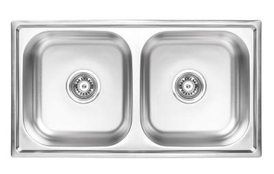 Ausmann Basic double évier à montage en surface en inox 78x43 cm avec siphon 1208956995