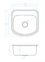 Ausmann Basic évier à monter en surface en acier inoxydable 49x47 cm avec  espace pour trou de robinetterie siphon incl. 1208956997