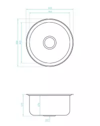 Ausmann Basic évier rond en acier inoxydable à montage en surface 43cm avec siphon 1208956999