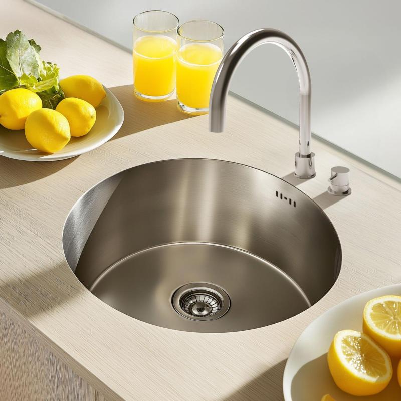 Ausmann Basic évier rond en inox à montage en surface 43cm avec siphon 1208956999