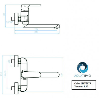 AquaTrimo Chopin noir mat Robinet mural 21CP7075SW