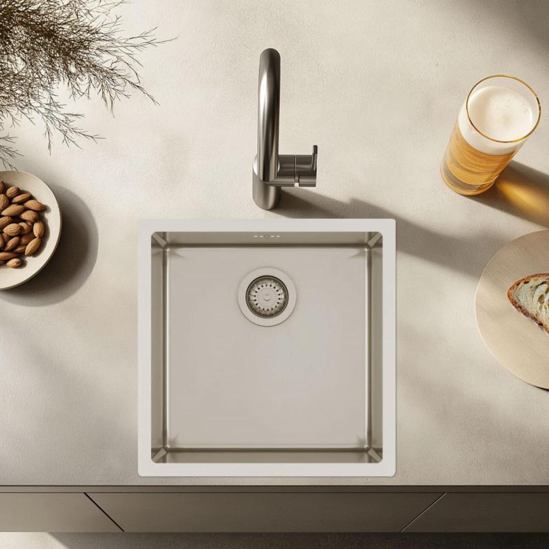 Ausmann Oder évier en inox 40x40cm montage sous plan ou à montage en surface extra profond 22cm 1208957112