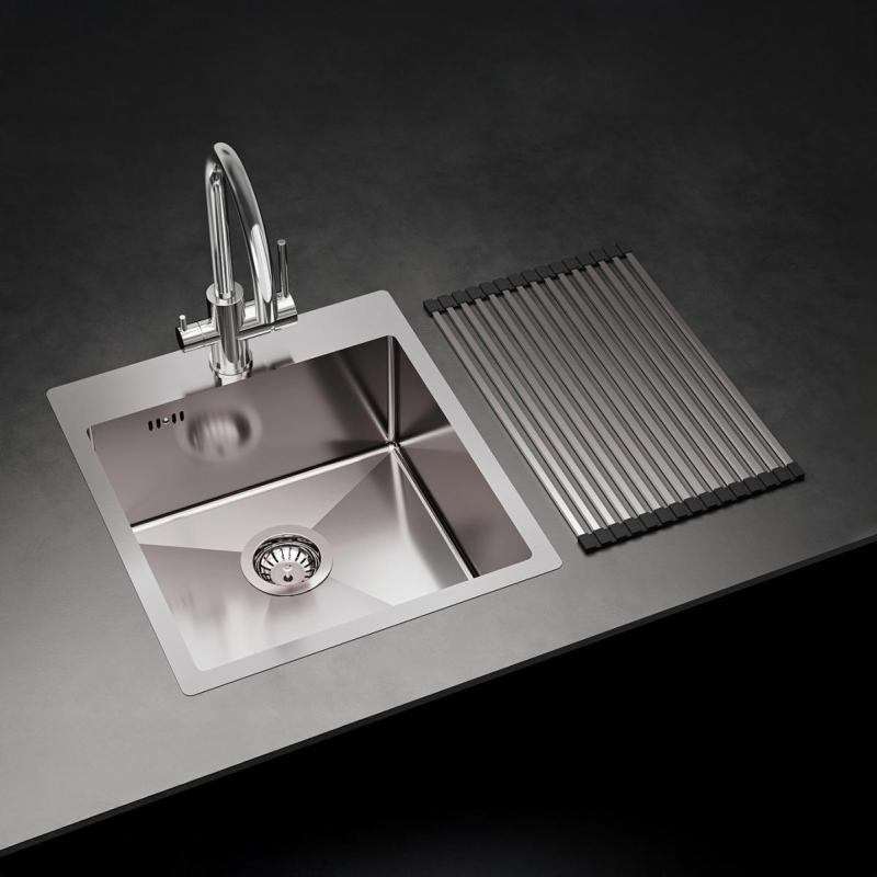 Évier en inox Ausmann Oder Blue 45x50 cm montage affleurante et montage en surface avec plan de robinet 1208957117