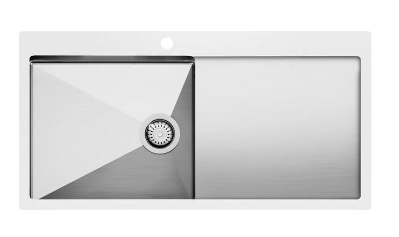 Ausmann Oder Bleu grand évier en inox 100x51cm à montage à fleur de plan de travail ou en surface avec égouttoir 1208957124